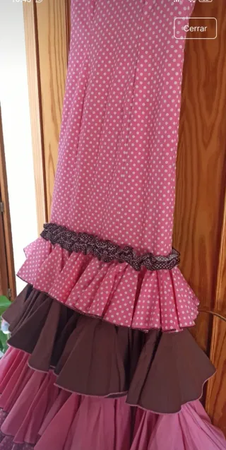 Vestido Flamenco Gitana Rosa con Flecos
