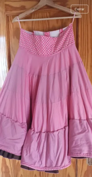 Vestido Flamenco Gitana Rosa con Flecos