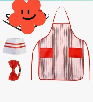 Delantal, pajarita y gorro