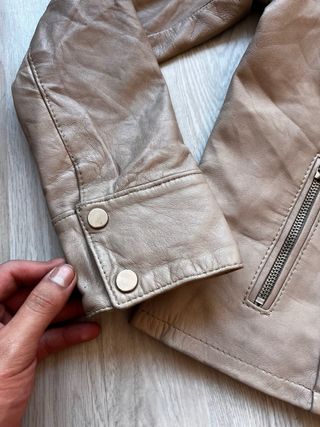 Chaqueta Cuero Vintage Y2K Beige Made in Italy 00s
