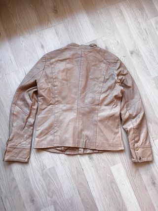 Chaqueta Cuero Vintage Y2K Beige Made in Italy 00s