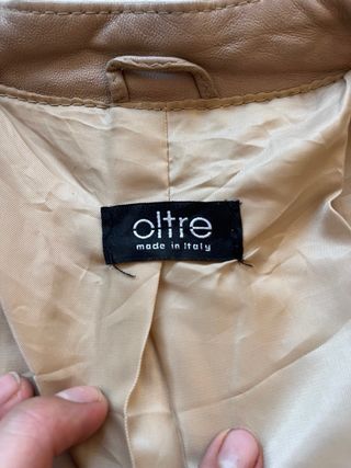 Chaqueta Cuero Vintage Y2K Beige Made in Italy 00s