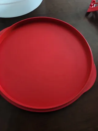 Portatorta Tupperware rosso e bianco