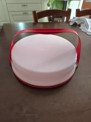 Portatorta Tupperware rosso e bianco