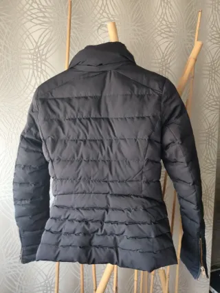 Abrigo Zara Negro Plumas Talla S