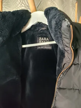 Abrigo Zara Negro Plumas Talla S