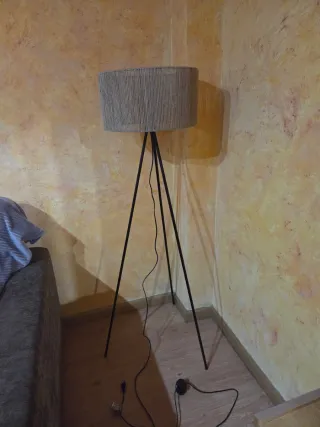 Lámpara de pie budi, de cañamo, 42cm diametro