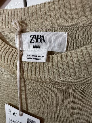 Jersey Zara Lino Hombre Beige Talla L