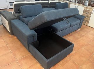 Sofá Cama Azul con Arcón