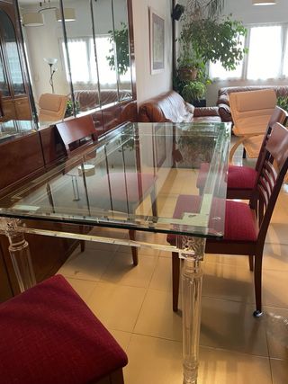 Mesa cristal y metacrilato 180x90