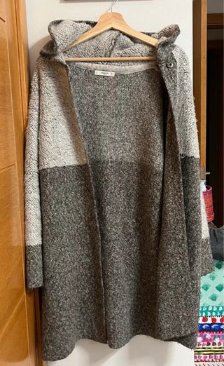 Abrigo Mango Lana Gris Talla L