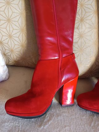 Botas Rojas Piel Genuina Marian T. 38