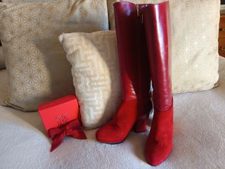 Botas Rojas Piel Genuina Marian T. 38
