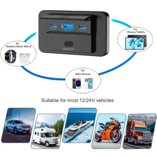 Cargador USB Triple 12V 90W