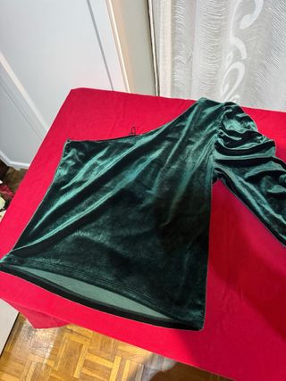 Blusa verde terciopelo talla única