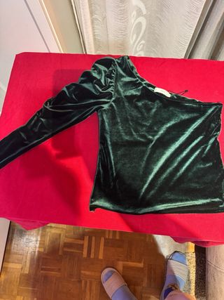 Blusa verde terciopelo talla única