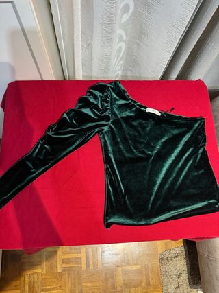 Blusa verde terciopelo talla única