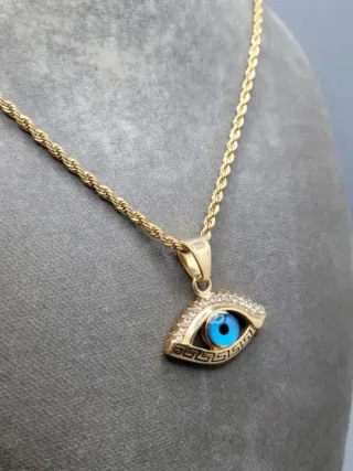 Colgante Ojo Horus | Dorado con Azul