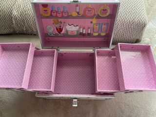 Maletín maquillaje infantil rosa y plata