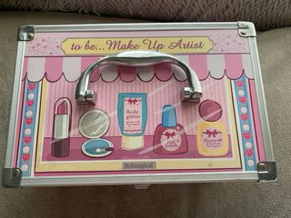 Maletín maquillaje infantil rosa y plata