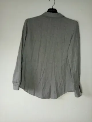 Camisa gris mujer manga larga perlas