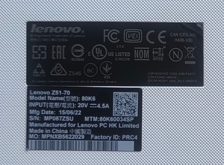 Portátil Lenovo Z51-70 i7 16GB FHD- Para Piezas