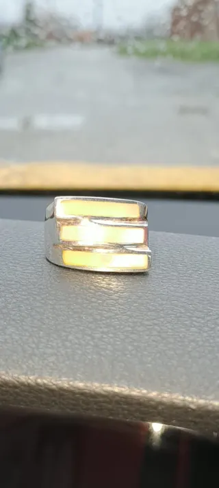 Anello Argento Massiccio e Madreperla Tg 18