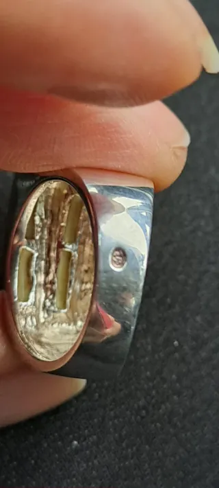 Anello Argento Massiccio e Madreperla Tg 18
