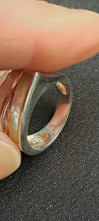Anello Argento Massiccio e Madreperla Tg 18