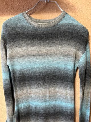 Vestido largo azul y gris degradado