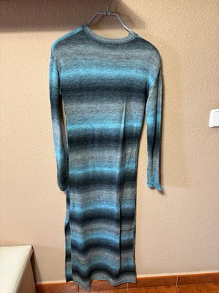 Vestido largo azul y gris degradado