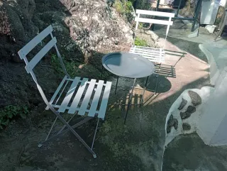 Juego Terraza: 2 Sillas y Mesa Metal Gris