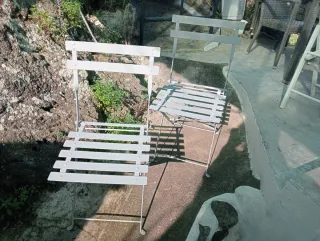 Juego Terraza: 2 Sillas y Mesa Metal Gris