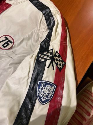 Chaqueta de Piel Negra y Blanca