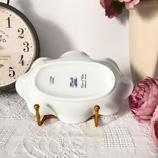 Bandeja Limoges porcelana floral dorada