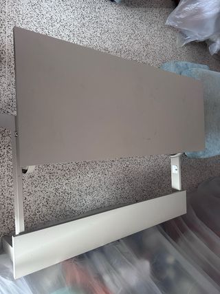 Sofá 4 plazas azul con puff