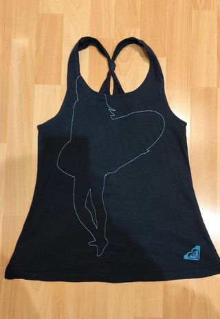 Camiseta tirantes Roxy negra con dibujo