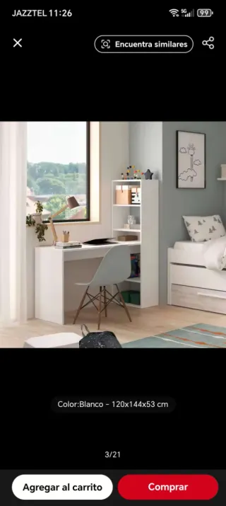 Escritorio con estantería reversible