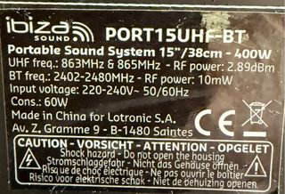 Altavoz Ibiza Sound Port15UHT-BT