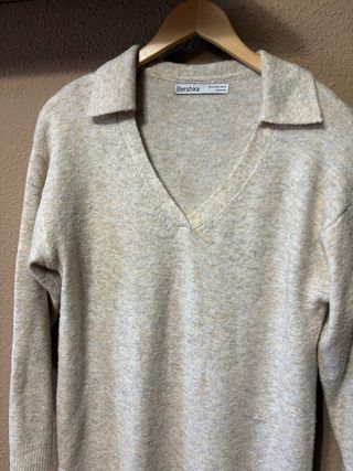 Vestido punto Bershka beige