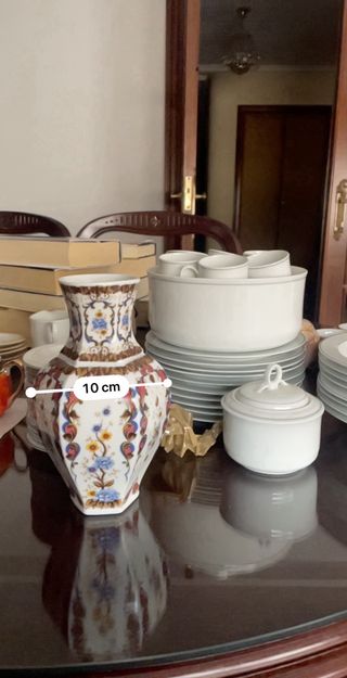 Jarrón de porcelana vintage multicolor