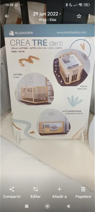 Minicuna, cuna, cama y escritorio 3 en 1