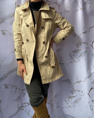 Gabardina Beige Talla S/M Doble Botonadura