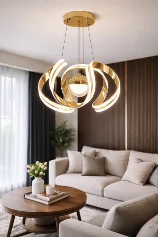 Lampadario a sospensione LED Oro Design Moderno