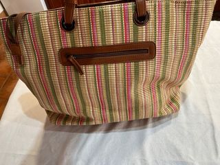 Bolso Tote Lois Rayas Verdes y Rosas