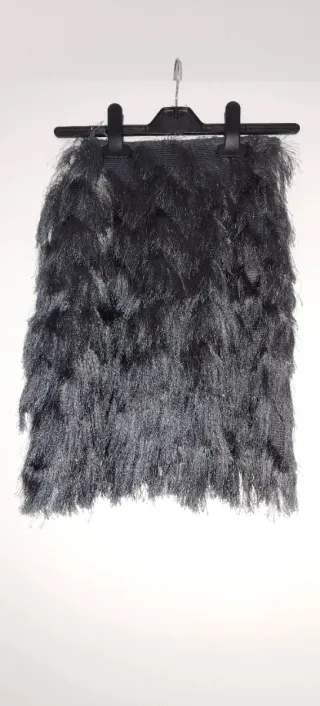 Falda flecos gris T. S