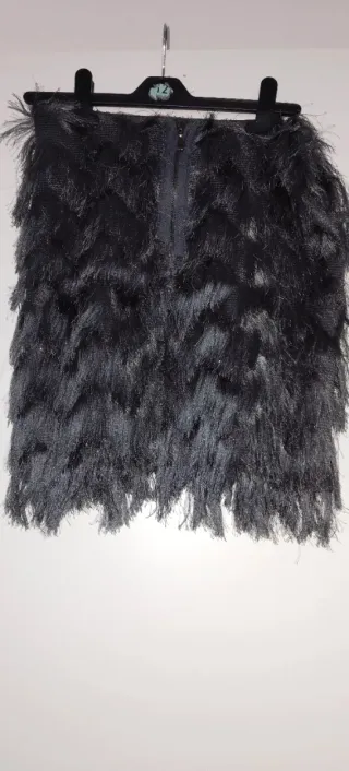 Falda flecos gris T. S