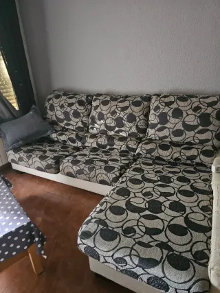 Sofá modular tela gris y negro