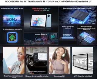 DOOGEE U11 Pro Tablet 11 Android 16 30GB+256GB