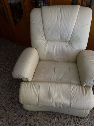 Sillón relax piel beige